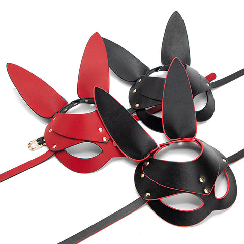 BDStyle Punk Gothic Cosplay Women Leather Bunny Ears Mask - Blindfolds And Masks