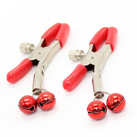 Adjustable Nipple Clamps With Bell Red Nipple and Clit Clamps