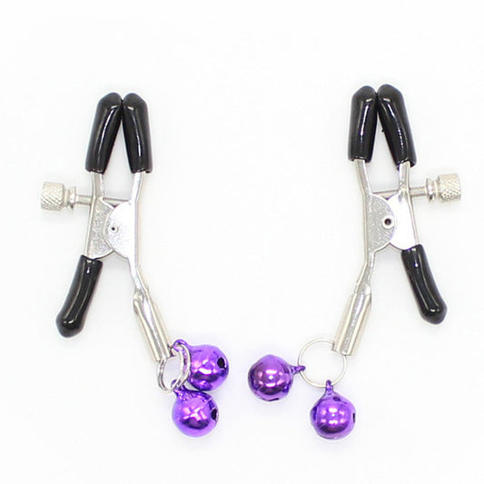Adjustable Nipple Clamps With Bell Purple Nipple and Clit Clamps