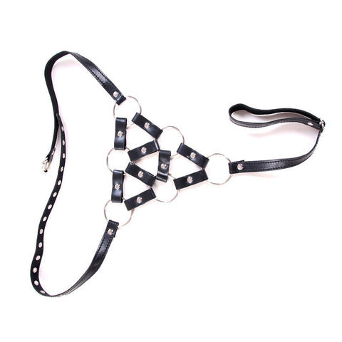 BDStyle Faux Leather BDSM Play Studded G-String - Her Fetish