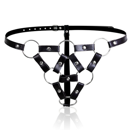 BDStyle Faux Leather BDSM Play Studded G-String - Her Fetish