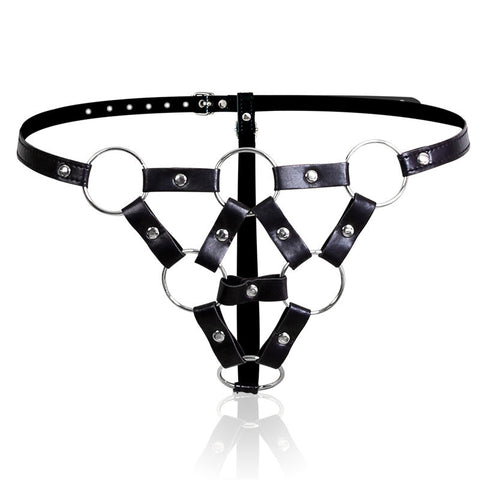 BDStyle Faux Leather BDSM Play Studded G-String - Her Fetish
