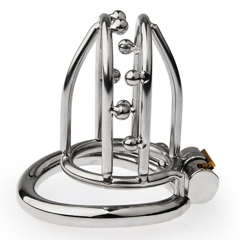BDStyle Chastity Opening Cage With Chastity Lock Bent Ring - Male Chastity