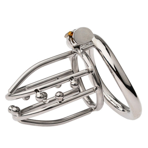 BDStyle Chastity Opening Cage With Chastity Lock Flat Ring - Male Chastity