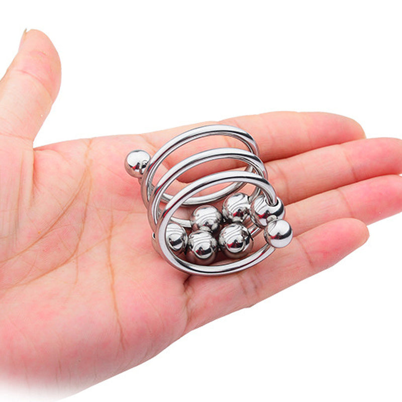 BDStyle Stainless Steel Six Removable Ball Mens Cock Ring Steel Cock Rings