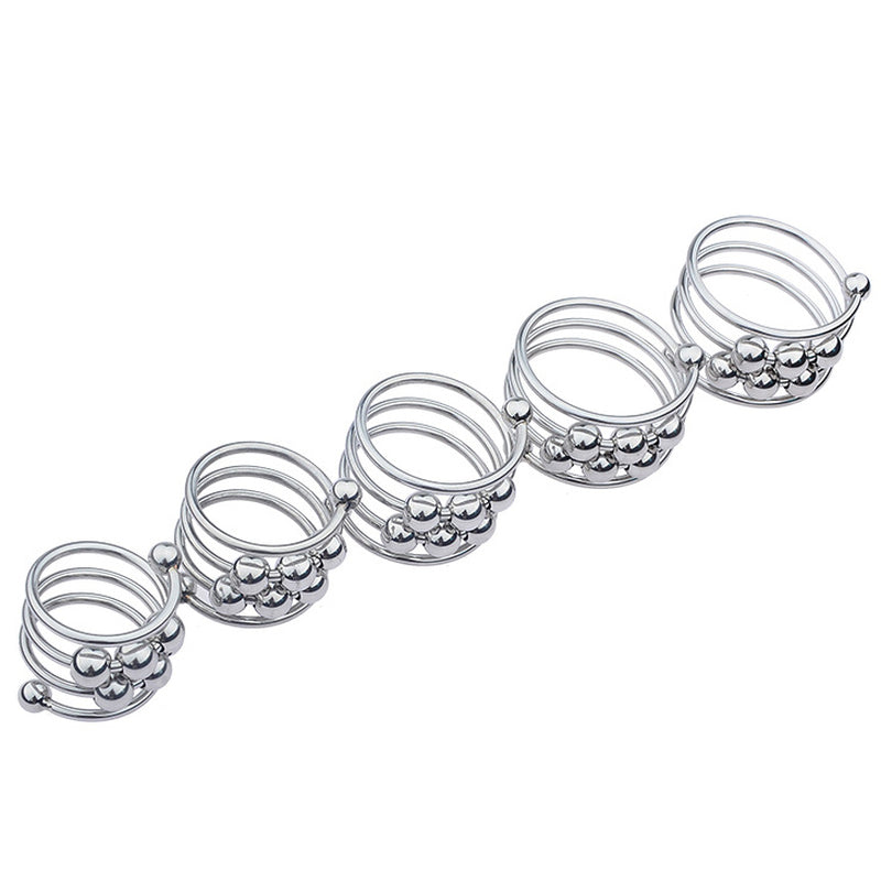 BDStyle Stainless Steel Six Removable Ball Mens Cock Ring Steel Cock Rings