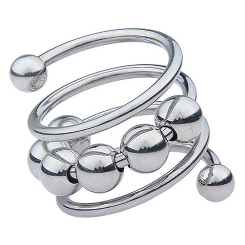 BDStyle Stainless Steel Six Removable Ball Mens Cock Ring - Steel Cock Rings