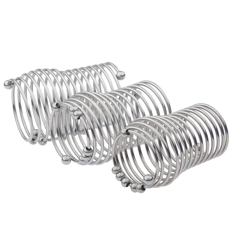 BDStyle Stainless Steel Spring Cock Ring With Removable Ball Steel Cock Rings