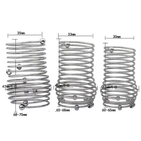 BDStyle Stainless Steel Spring Cock Ring With Removable Ball - Steel Cock Rings