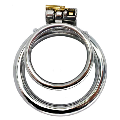 BDStyle Double Ring Mens Chastity Lock Cage With Flat Ring - Male Chastity