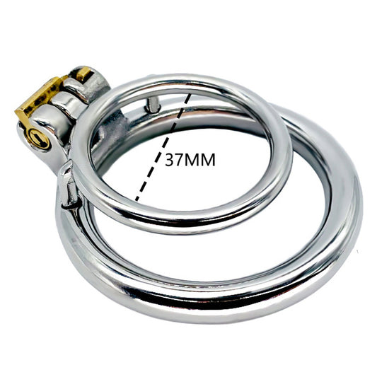 BDStyle Double Ring Male Chastity Lock Cage With Bent Ring - Male Chastity