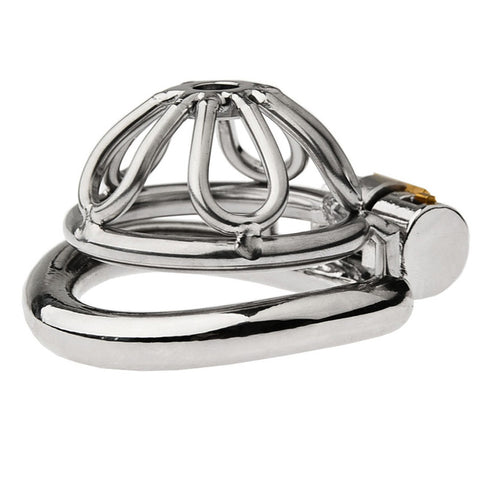 BDStyle Petal Metal Chastity Cage With Small Bent Ring - Male Chastity
