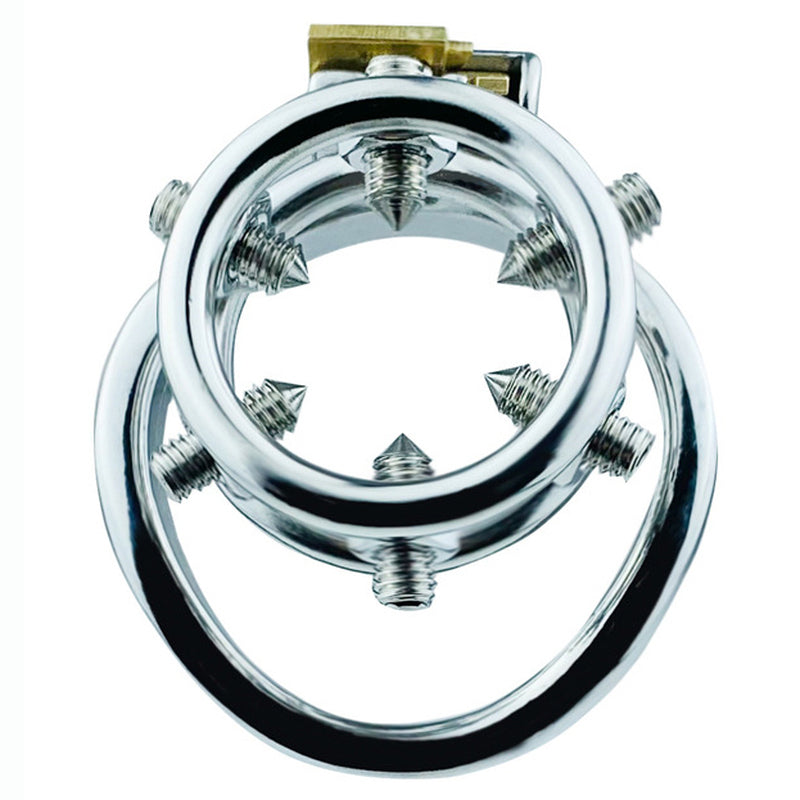 BDStyle Rivet Screw Double Ring Male Chastity Lock Cage With Flat Ring Male Chastity