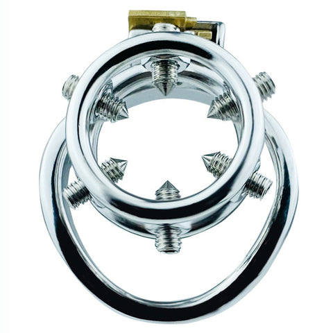 BDStyle Rivet Screw Double Ring Male Chastity Lock Cage With Flat Ring - Male Chastity
