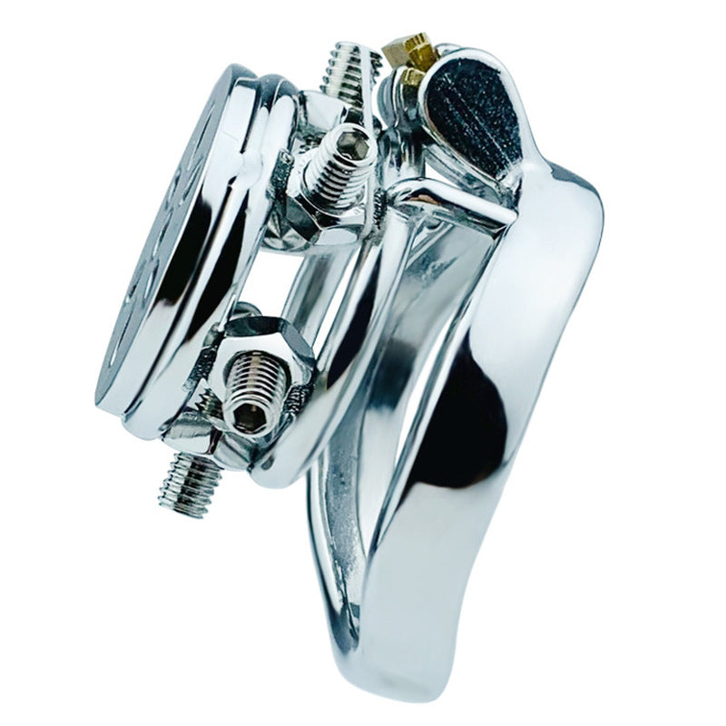BDStyle Rivet Screw Cover Male Chastity Lock Cage With Bent Ring Male Chastity