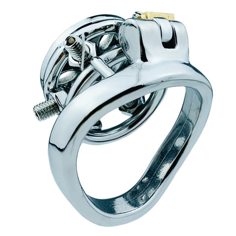 BDStyle Rivet Screw Cover Mens Chastity Lock Cage With Flat Ring - Male Chastity