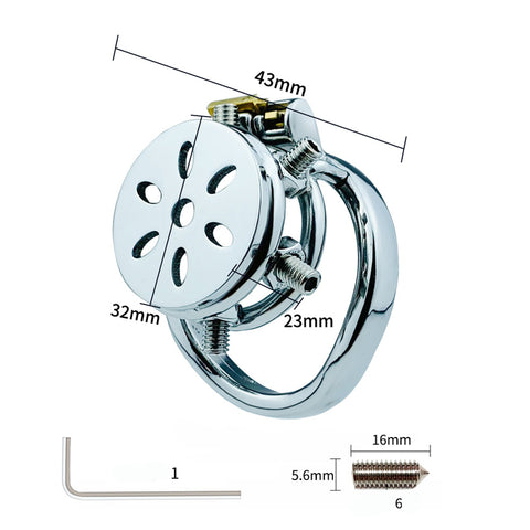BDStyle Rivet Screw Cover Mens Chastity Lock Cage With Flat Ring - Male Chastity