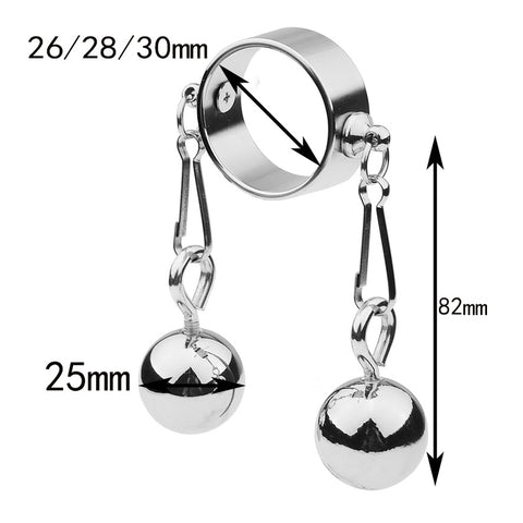 BDStyle Bondage Play Penis Ring With Balls Short - Steel Cock Rings