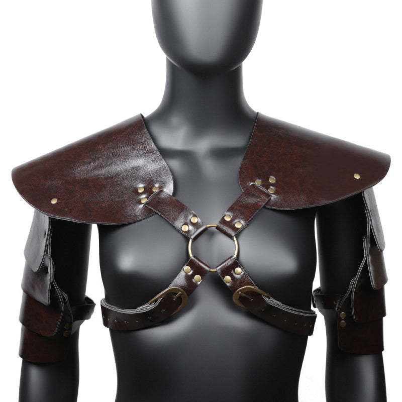 BDStyle Unisex Brown PU Leather Vintage Armor Default Title Cuffs And Restraints
