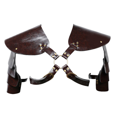 BDStyle Unisex Brown PU Leather Vintage Armor - Cuffs And Restraints
