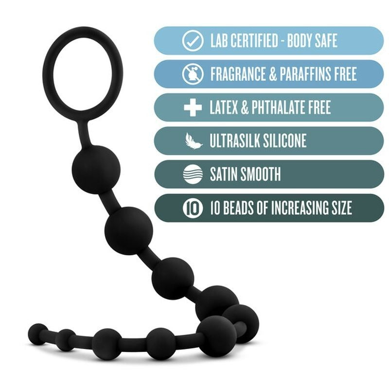 Anal Adventures Platinum Silicone 10 Anal Beads - Anal Beads and Balls