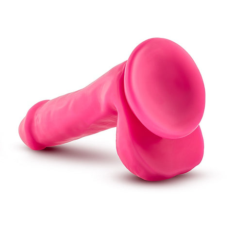 Neo Dual Density Cock With Balls Neon Pink - Realistic Dildos