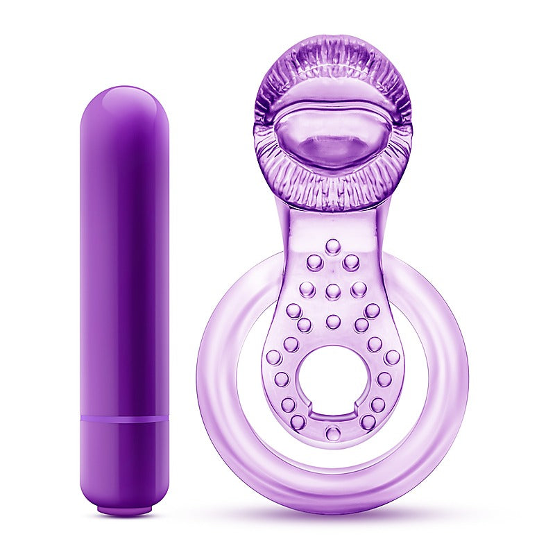 Play With Me Lick It Vibrating Cock & Ball Rings - Ball and Cock Toys