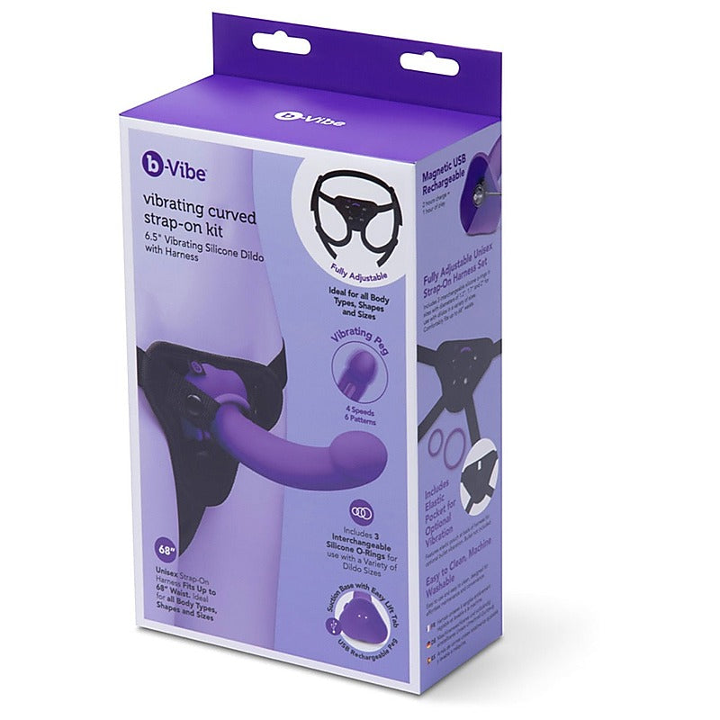 b-Vibe Vibrating Curved Silicone Dildo Strap-On Kit - Strap On Sextoys