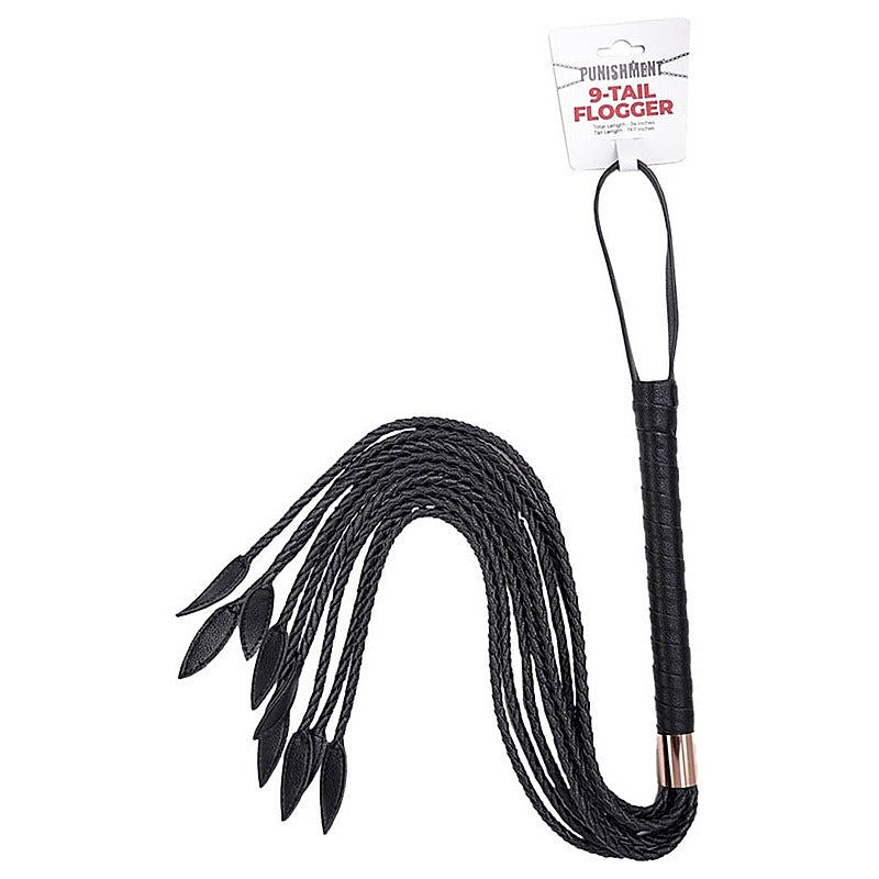 Punishment Rose Gold Braided 9 Tail Flogger by BMS Factory - Whips And Crops