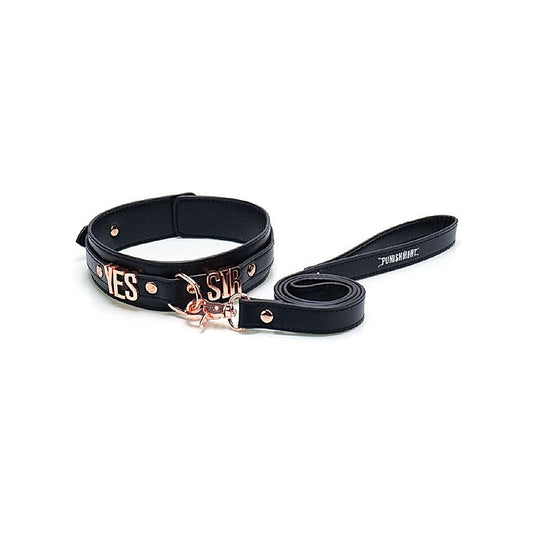BMS Factory Punishment Rose Gold Yes Sir Collar and Leash - Collars and Leads