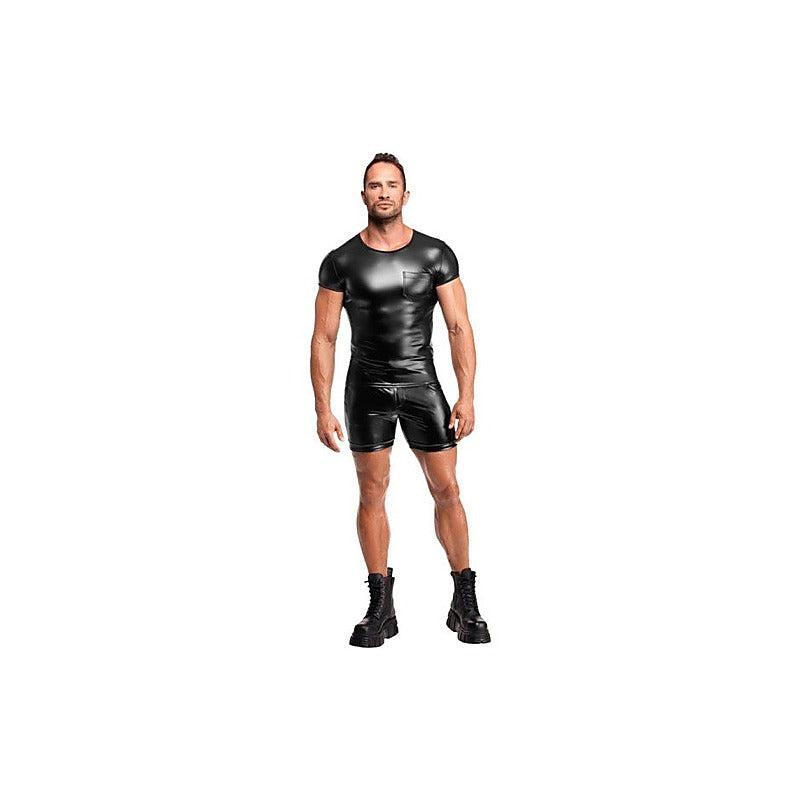 Noir Handmade Elastic Powerwetlook Vexen Tee Black - Mens Briefs And Boxers