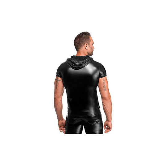 Noir Handmade Vexen Hooded Powerwetlook T Shirt Black - Mens Briefs And Boxers