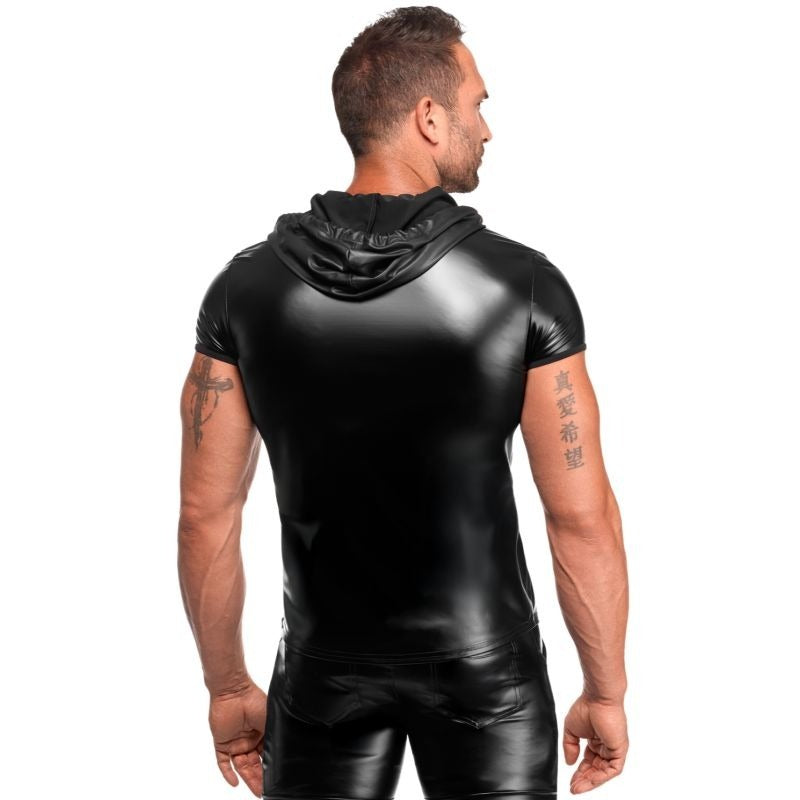 Vexen Hooded Powerwetlook T-Shirt by Noir Handmade - Mens Briefs And Boxers