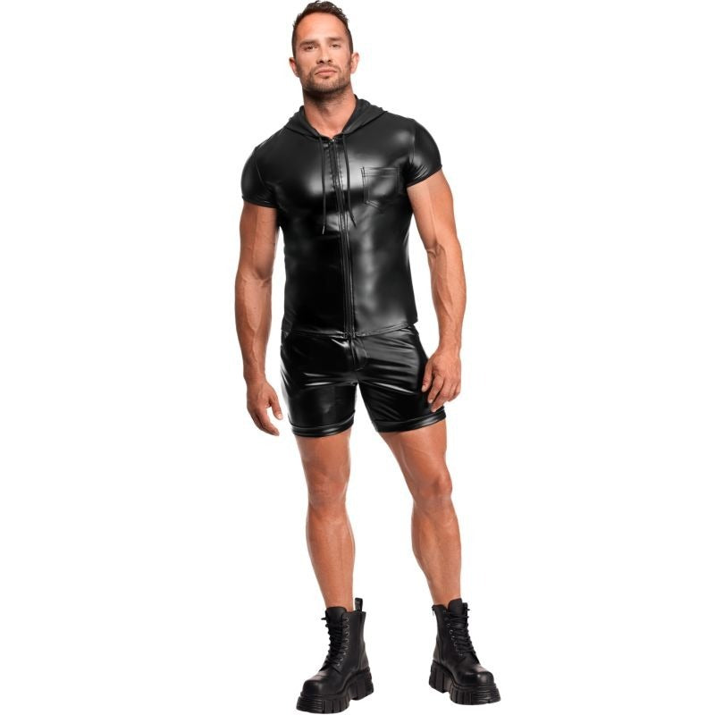 Vexen Hooded Powerwetlook T-Shirt by Noir Handmade - Mens Briefs And Boxers