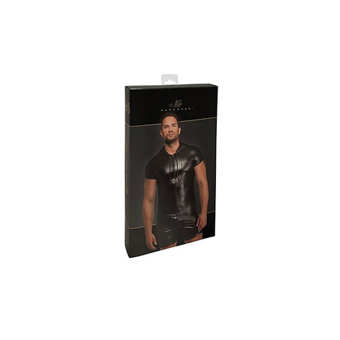 Noir Handmade Vexen Hooded Powerwetlook T Shirt Black - Mens Briefs And Boxers