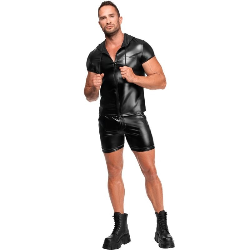 Vexen Hooded Powerwetlook T-Shirt by Noir Handmade - Mens Briefs And Boxers