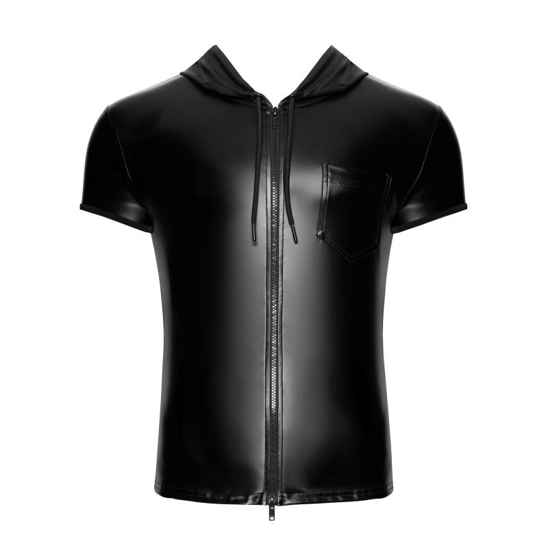 Vexen Hooded Powerwetlook T-Shirt by Noir Handmade - Mens Briefs And Boxers