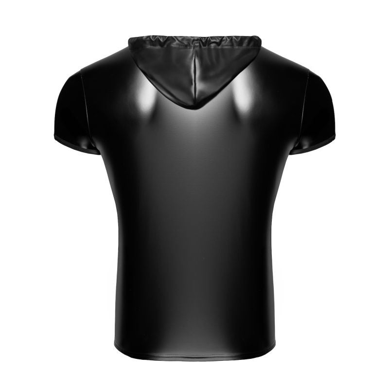 Vexen Hooded Powerwetlook T-Shirt by Noir Handmade - Mens Briefs And Boxers
