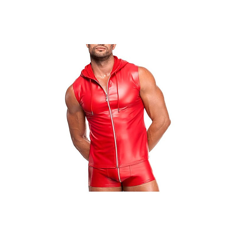 Noir Handmade Red Ignite Male Hooded Vest - Mens Briefs And Boxers