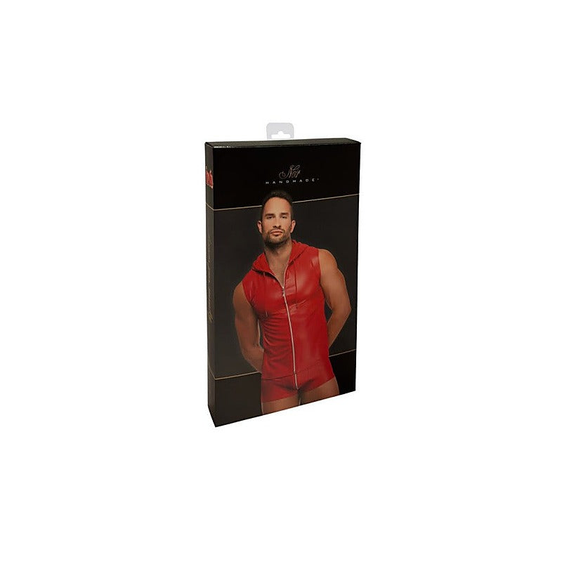 Noir Handmade Red Ignite Male Hooded Vest - Mens Briefs And Boxers