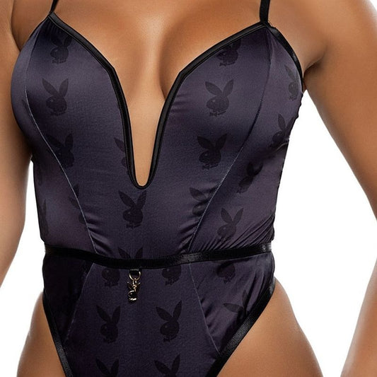 Blackout Bunny Sexy Womens Romper by Playboy Lingerie - Teddies and Bodysuits