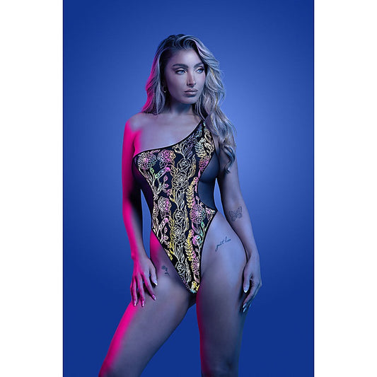 Fantasy Lingerie GLOW Luminescent Flash Teddy Black - Teddies and Bodysuits