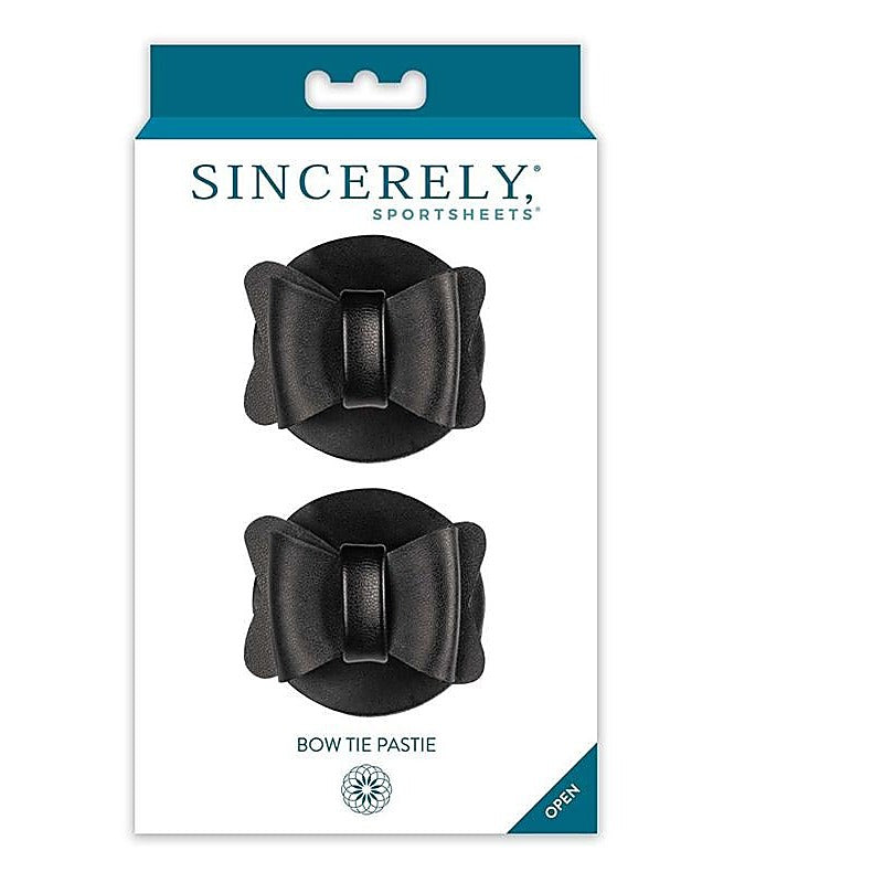 Bow Tie Reusable Vegan Leather Pasties by Sportsheets - Breast and Nipple Toys