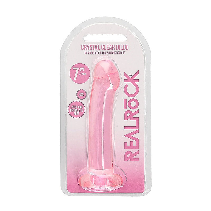 Realrock Crystal Clear Suction Cup Non Realistic Dildo 13cm - Non-Realistic Dildos