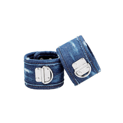 Roughend Denim Style Fetish Ankle Cuffs by Shots Toys - Cuffs And Restraints