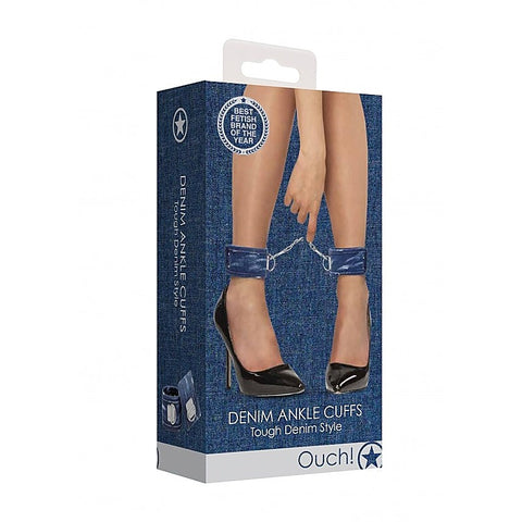 Roughend Denim Style Fetish Ankle Cuffs by Shots Toys - Cuffs And Restraints