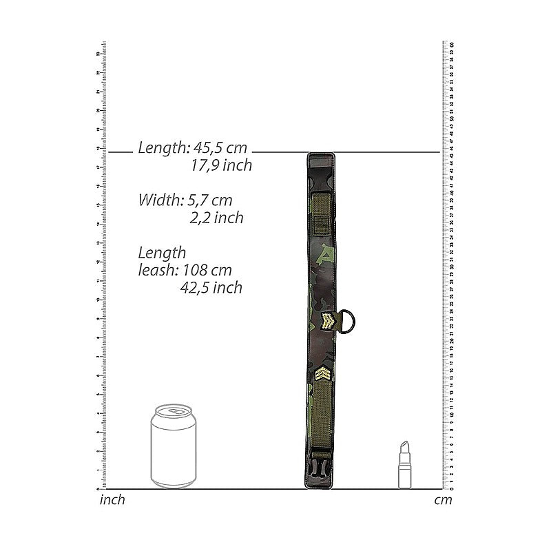 Army Theme Bondage Collar With Leash by Shots Toys - Collars and Leads