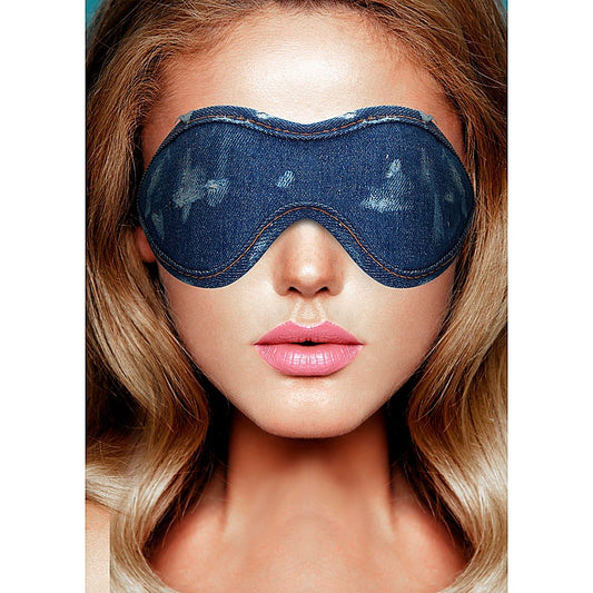 Shots Toys Fashionable Denim Bondage Eye Mask - Masks And Blindfolds