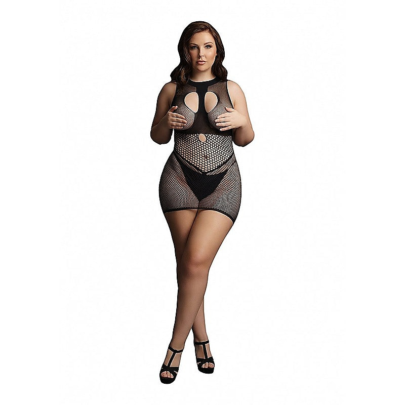 Le Desir Duo Net Open Cup Mini Dress by Shots Toys - Body Stockings