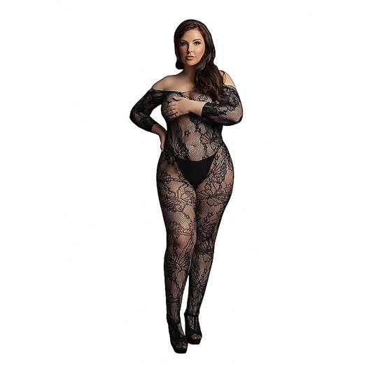 Le Desir Lace Long Sleeved Sexy Bodystocking Black - Body Stockings